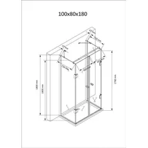 Buylando Glaswerk Westfalen - Emma 80x100x80x180 cm U-form Duschkabine inkl. Duschtasse
