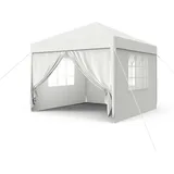 YRHome Pavillon 3x3 m Partyzelt Zelt Stabil Wasserdicht Winterfest UV-Schutz Gartenpavillon Festzelt Bierzelt Camping Zelt mit Seitenteilen & Fenstern für Garten und Camping,Weiß