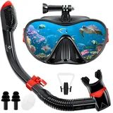 KESSER® Schnorchelset Profi Taucherbrille Schnorchelmaske Tauchset Erwachsene Tauchmaske - Inkl. Action-Cam Halterung - Antibeschlag und Anti-Leck...