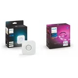 Philips Lichtanlage Philips Hue Bridge Bundle mit 2m Lightstrip Beleuchtungssystem blau