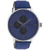Oozoo Herrenuhr mit Lederband 50 MM Silberfarben/Blau C10310