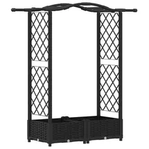 vidaXL Hochbeet mit Rankgitter und Dach 124 x 40 x 125 cm Schwarz