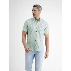 Kurzarmhemd LERROS "LERROS Gestreiftes Herren Sommerhemd", Herren, Gr. M, Normalgrößen, light peppermint, 60% Polyester, 40% Baumwolle, Kurzarm, Hemden