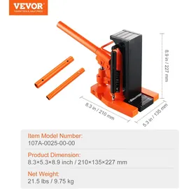 Vevor Hydraulischer Wagenheber, 2,5 t Auf-Zehen-Zehenheber, 5 t Auf-Zehen-Hubkapazität, Maschinenwagenheber, 20-135 mm Zehenhöhe, 227-340 mm Oberhöhe, Lufthydraulischer Klauenwagenheber
