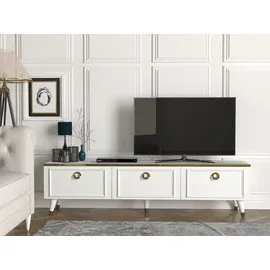 moebel17 Tv-Lowboard 180x46,3x35 cm Weiß Kunststoff
