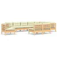 vidaXL Garten-Lounge-Set 10-tlg. creme Kiefer