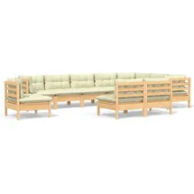 vidaXL Garten-Lounge-Set 10-tlg. creme Kiefer