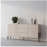 INOSIGN Sideboard »Jukon, Breite 150 bzw.180 cm, moderne grifflose Kommode«, Schubladenschrank 2 Türen/3 Schubkästen, push-to-open-Funktion, beige