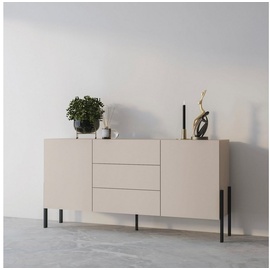 INOSIGN Sideboard »Jukon, Breite 150 bzw.180 cm, moderne grifflose Kommode«, Schubladenschrank 2 Türen/3 Schubkästen, push-to-open-Funktion, beige