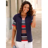Casual Looks Strickweste CASUAL LOOKS, Damen, Gr. 54, blau (marine), 100% Baumwolle, unifarben, Westen Strickweste