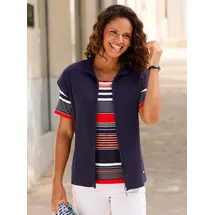Casual Looks Strickweste CASUAL LOOKS, Damen, Gr. 54, blau (marine), 100% Baumwolle, unifarben, Westen Strickweste