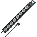 Brennenstuhl Super-Solid Steckdosenleiste 8-Fach mit Überspannungsschutz (Steckerleiste mit 2,5m Kabel und Schalter, Mehrfachsteckdose aus bruchfestem Polycarbonat) schwarz/grau