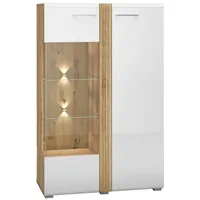 99rooms Adele Vitrine Weiß Eiche mit LED-Beleuchtung Links