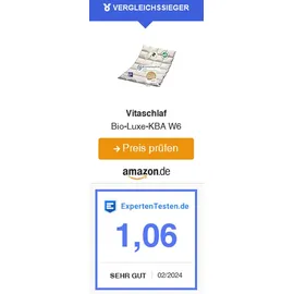 VitaSchlaf Vitaschlaf® BIO-LUXE-KBA W5 -WARM 100% GÄNSE Organic Daunendecke Deutsche Qualität 155x220cm - Naturbelassen