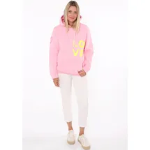 Zwillingsherz Kapuzensweatshirt mit gesticktem Neon Herz am Ärmel und Love Schriftzug Pink SM (S/M)
