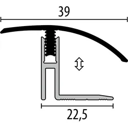 Parkettfreund Uno-Click-Stark Parkett-Anpassungsprofil PF 562 F6 bronze 1000x39 mm - 17 - 22 mm Aluminium eloxiert mit glatter Oberfläche