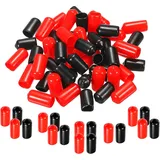 QUARKZMAN 50 Stück Gummi Endkappen 9,5mm Gummikappen Rundrohr Gummi Stopfen Schutzkappen Abdeckung für Schrauben Bolzen Gewinde Drahtseile Stuhlbeine Flaschen Möbelfüße, Schwarz/Rot