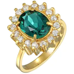 Elli PREMIUM Cocktailring Quarz Grün Royal Zirkonia 925 Silber Ringe   Damen 