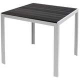 INDA-EXCLUSIV Alu Non-Wood Gartentisch Silber/Schwarz 90x90x74cm-D726911
