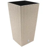 Blumenkübel ca. 7 L in Rattan Optik inkl. Einsatz beige / mocca Kunststoff Rattan Eckig h-325 mm