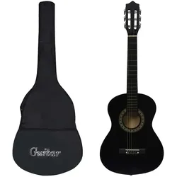 Klassikgitarre für Anfänger Kinder mit Tasche Schwarz 1/2 34