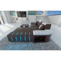 Sofa Dreams Ecksofa Bellagio, L Form Ledersofa mit LED, wahlweise mit Bettfunktion als Schlafsofa, Designersofa braun