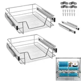 YRHome 2 Stück Küchenschublade Küchen Regal Teleskopschublade Schlafzimmerschublade Schrankauszug Organizer Küchenschrank Korbauszug Vollauszug Schublade für 50cm Schränke(für 47cm InnenB/50cm AußenB