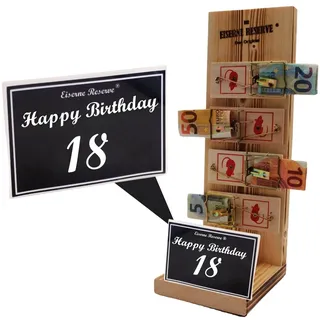 Originelle lustige Geldgeschenke zum 18 Geburtstag Geschenkideen für Männer und Frauen - Eiserne Reserve Mausefalle - Text s/w Happy Birthday 18