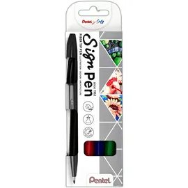 Pentel Filzstifte Sign Pen, S520-4, Strichbreite 0,8mm, im Etui, 4 Stück