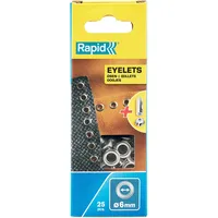 Rapid Ösen 6mm, 25 Stk. Set inkl. Einschlagwerkzeug, silberfarbig stahl