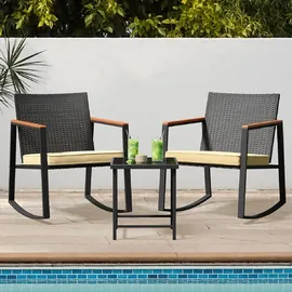 luxuskollektion 3-teiliges Gartenmöbel-Set Rattan Beige Terrasse Balkon