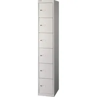 BISLEY Garderobenschrank Metall 30,5 x 45,7 x 180,2 cm Verkehrsweiß 6 Fächer