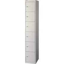 BISLEY Garderobenschrank Metall 30,5 x 45,7 x 180,2 cm Verkehrsweiß 6 Fächer