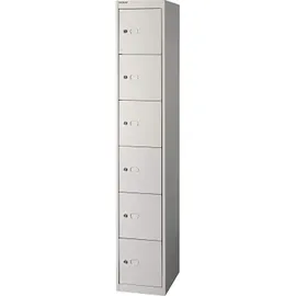 BISLEY Garderobenschrank Metall 30,5 x 45,7 x 180,2 cm Verkehrsweiß 6 Fächer