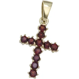 Kreuzanhänger JOBO "Anhänger Kreuz", gold (gelbgold 333), Schmuckanhänger, Damen, Gelbgold 333, 333 Gold mit Granat