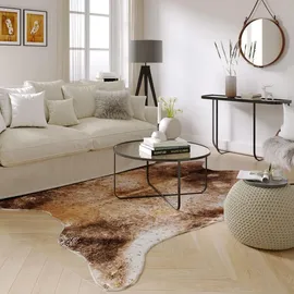 Gino Falcone Kunstfell-Teppich, Braun, Textil, Tiere, Freiform, 170x220 cm, für Fußbodenheizung geeignet, pflegeleicht, rutschfest, strapazierfähig, vegan, wasserabweisend, Teppiche & Böden, Teppiche, Fellteppiche