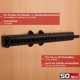 SOTech Ausziehbarer Krawatten und Gürtelhalter schwarz Länge 450 mm