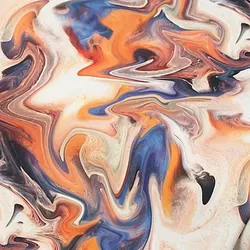 Elastik-Jersey "Aquarell" für Sportswear, orange/blau