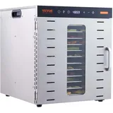 Vevor 1000 W Dörrautomat Edelstahl, 300 x 280 mm 10 Stk. Tabletts 360° Trocken, Dörrgerät, 30-90°C Temperaturregelung, 0,5 bis 48-Stunden-Timer,