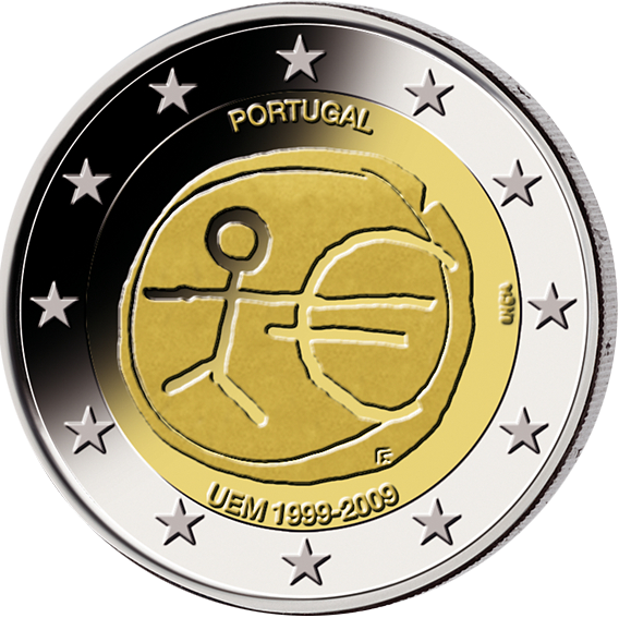 2 Euro Gedenkmünze "10 Jahre Wirtschafts- und Währungsunion" 2009 aus Portugal