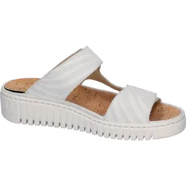 WALDLÄUFER Pantolette WALDLÄUFER "H-WILLOW", Damen, Gr. 7, weiß, Veloursleder, metallic, Basic, Schuhe Pantolette, Sommerschuh, Hausschuh, Klettschuh in Komfortweite H (= sehr weit)