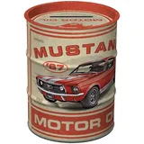 Nostalgic-Art Retro Spardose, 600 ml, Ford Mustang – GT 1967 Motor Oil – Geschenk-Idee für Ford-Zubehör Fans, Original Lizenzprodukt (OLP), Sparschwein aus Metall, Vintage Blech-Sparbüchse