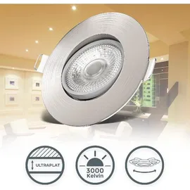 B.K.Licht - Einbaustrahler 68mm 12er Set 230v, 4,9W, 480lm, LED Warmweiß, matt-nickel