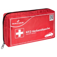 WALSER KFZ-Verbandtasche, Auto-Verbandskasten, Erste Hilfe Koffer, Notfall-Set Auto, Erste Hilfe Tasche DIN 13614, First Aid Kit rot 44264