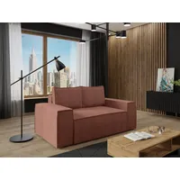 MIRJAN24 Schlafsofa Malaga Small Cord, mit Bettkasten und Schlaffunktion, Rückenlehne in Form beweglicher Kissen rosa