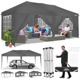 COBIZI Faltpavillon 3x6 Pavillon Wasserdicht Winterfest Pop Up Pavillon Klappbar 3x6 Zelt mit 6 Seitenwnden 3 Höhenverstellbar UV-Schutz Gardenpavillon Partyzelt für Markt, Freien Event (Grau)