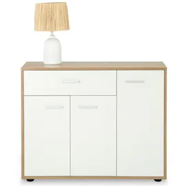 CARO-Möbel Sideboard Estelle 88 x 70 x 30 cm Sonoma Eiche / Weiß