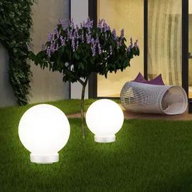 ETC Shop Kugelleuchte Kunststoff 3er Set spritzwassergeschützt Solarzelle weiß