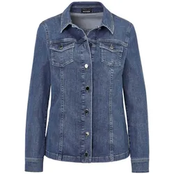 Kurzjacke GOLDNER "Zeitlose Jeansjacke mit tollen Details", Damen, Gr. 42, blau, Obermaterial: 98% Baumwolle CO. 2% Elasthan EL., Manschette, Jacken Kurzjacke, Ohne