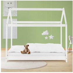 ML-DESIGN Kinderbett Kinderbett 160x80cm Weiß Kinderhaus Bett Bettgestell Holzbett weiß